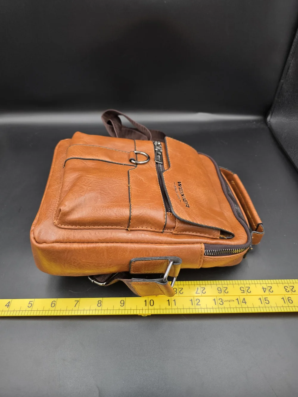 Tan Leather Messenger Crossbody for Men